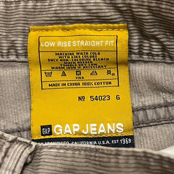GAP 1969 Corduroy Pants Men 34x32 Tan Low Rise Straight‎ Fit - Picture 6 of 7